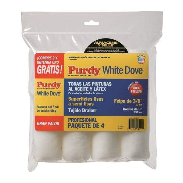 Purdy white dove 4 pack roller covers, available at Johnson Paint in MA, ME and NH. 